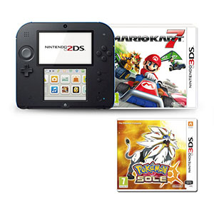 NINTENDO 2DS Nero E Blu + Mario Kart 7 + POKEMON SOLE 3DS