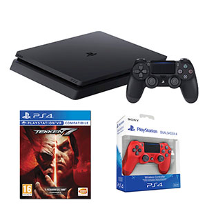 SONY PS4 Slim Chassis D 500GB + Tekken 7 + Controller DS V2 Magma Red